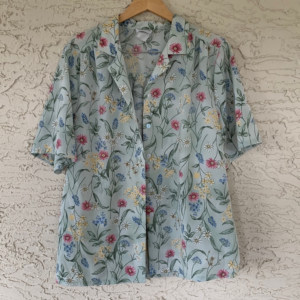 Pastel Green Floral Button Up